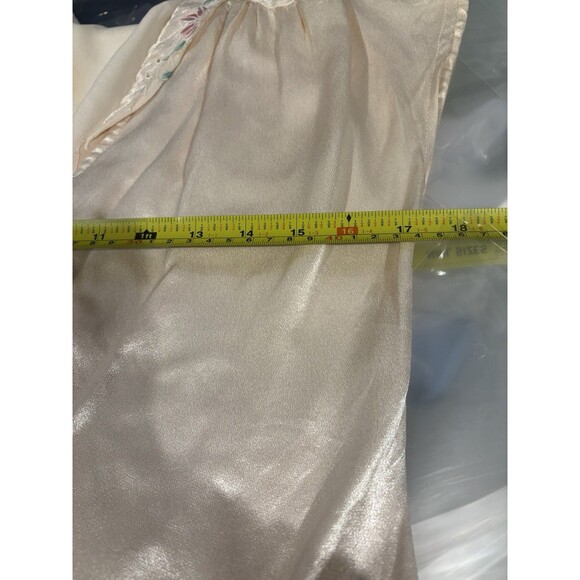 Vtg 70s You Babes Satin Button up Blouse S Cream Embroidery Collar Top Coquette - Picture 5 of 16